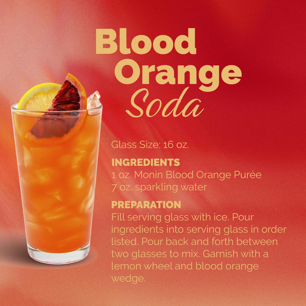 Monin Blood Orange Purée 1L bottle, convenient size for home bar or kitchen experiments.