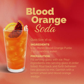 Monin Blood Orange Purée 1L bottle, convenient size for home bar or kitchen experiments.