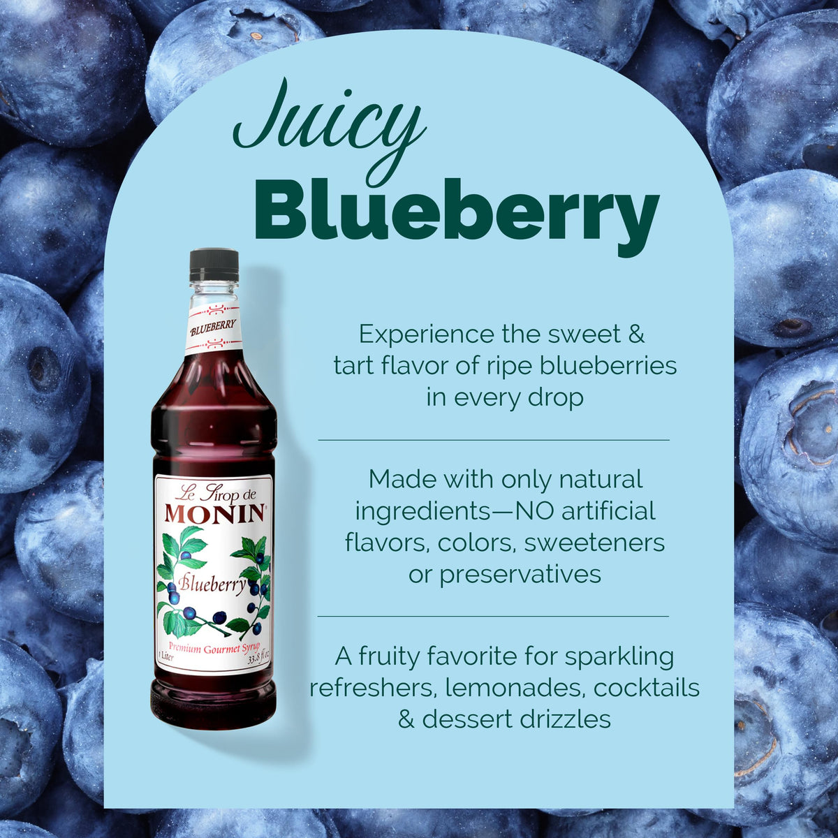 Monin Blueberry Syrup drizzle over smoothie for berry depth.