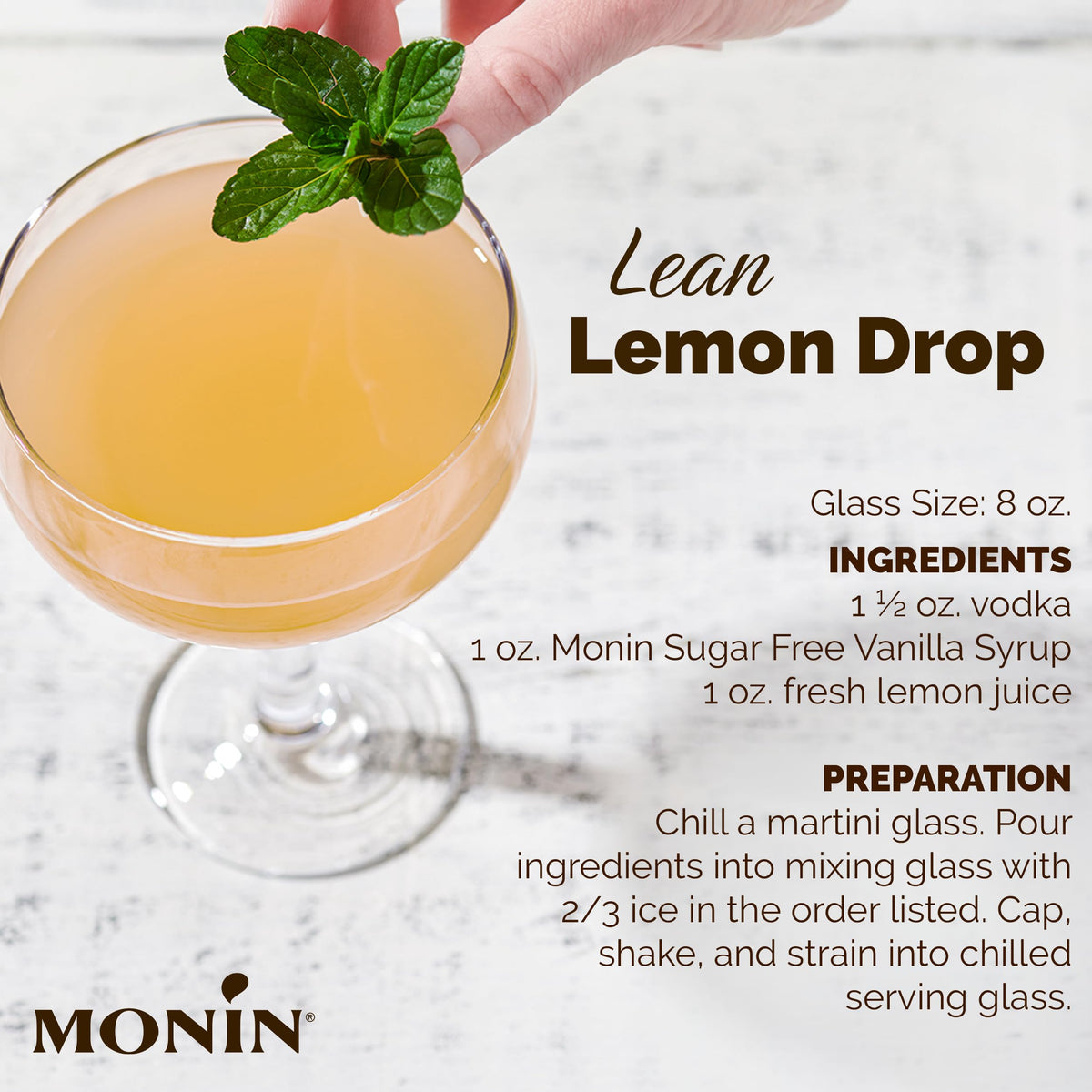 Monin BPA-free plastic bottle emphasizing eco-friendly packaging.