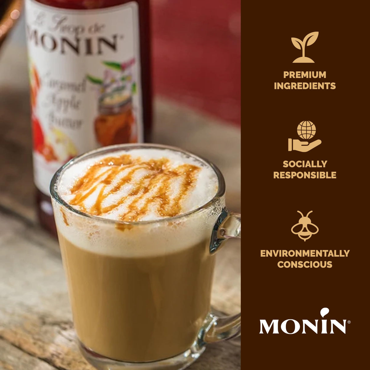 Monin syrup in cider or cocktail for a seasonal enhancement.