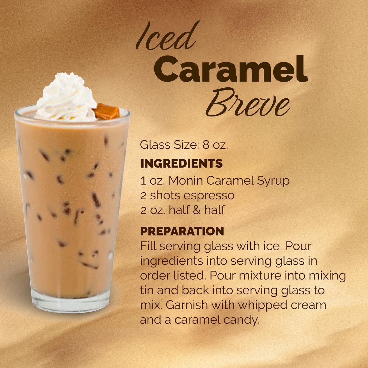 Monin caramel syrup eco-packaging highlights responsible sourcing.