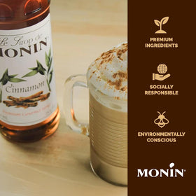 Glass with Monin Cinnamon Syrup creates cozy beverages
