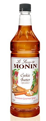 Monin Cookie Butter Syrup 1-liter bottle, creamy cookie flavor for coffees and desserts