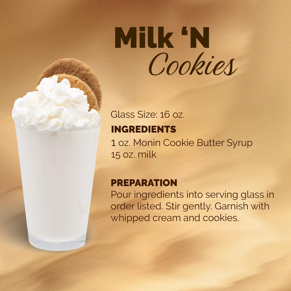 Monin Cookie Butter Syrup packaging with BPA-free bottle and recyclable box.