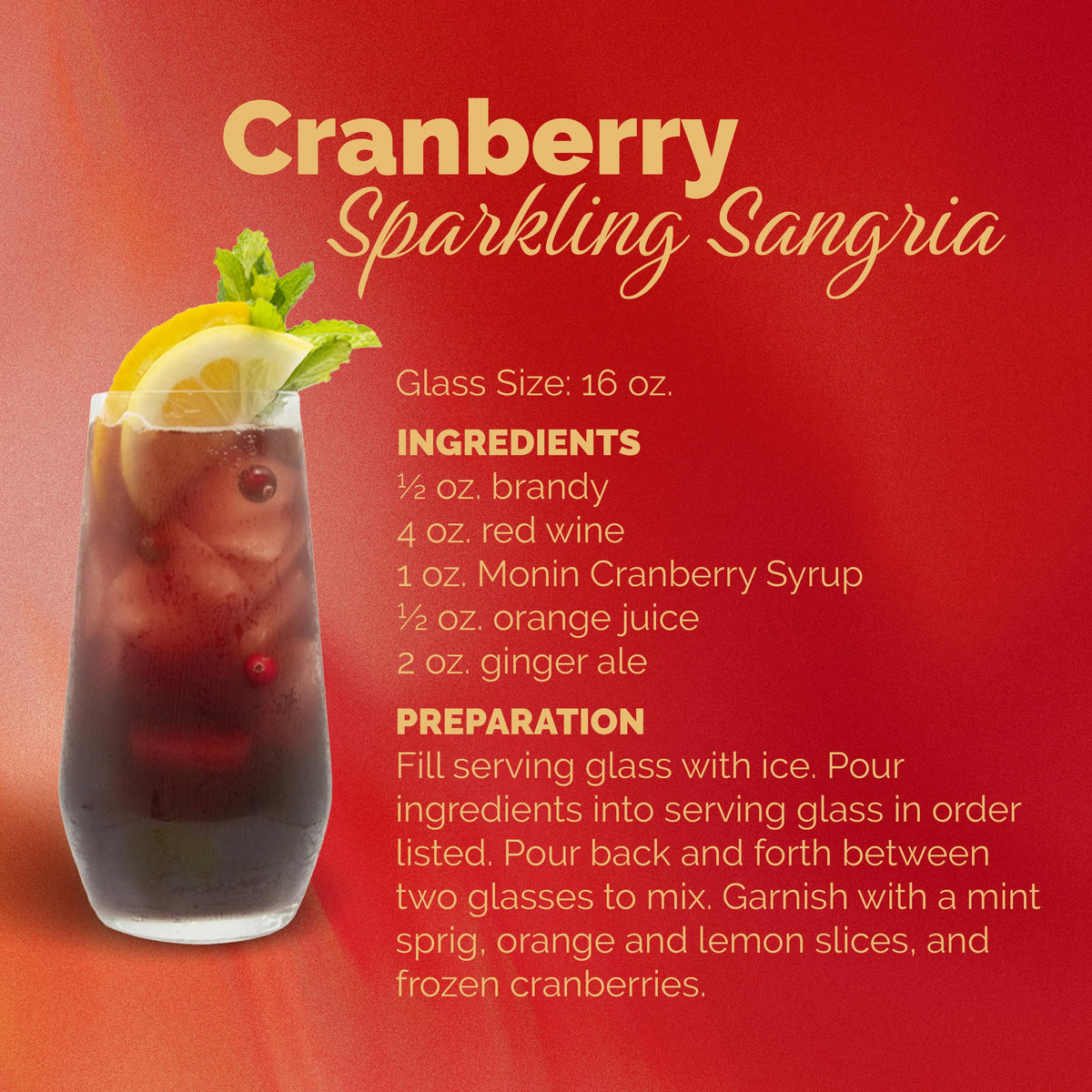 Monin Cranberry Syrup eco packaging emphasizes recyclable materials