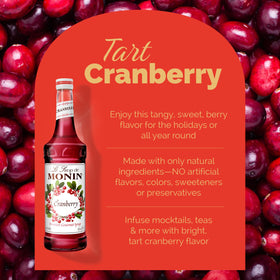 Monin Cranberry Syrup with tea mix highlights hot and iced berry notes