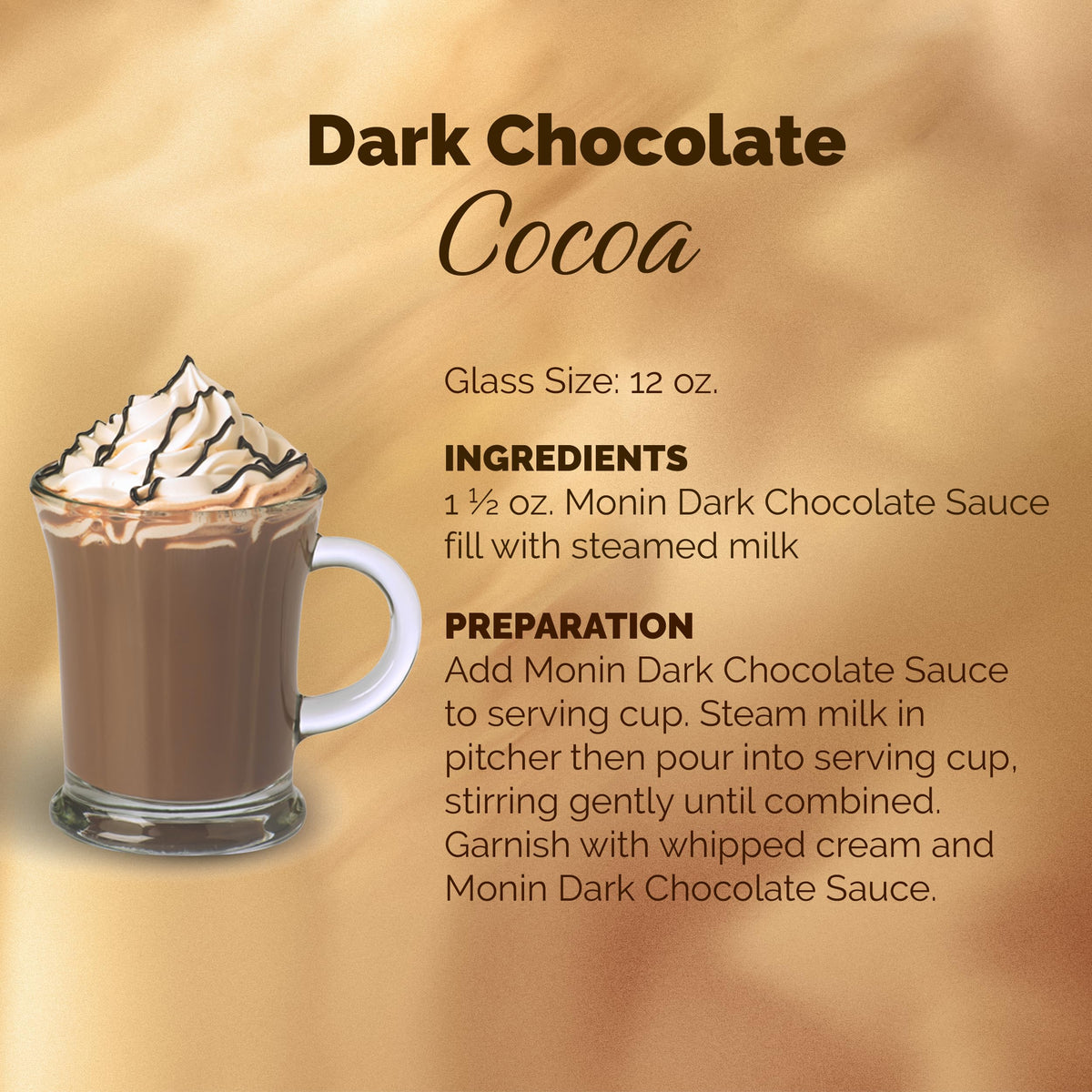Monin Dark Chocolate Sauce ice cream topping creates indulgent swirls.