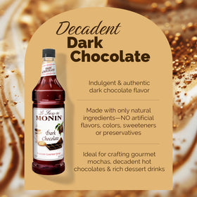 Monin Dark Chocolate Syrup used in a cocktail glass for elevated drinks