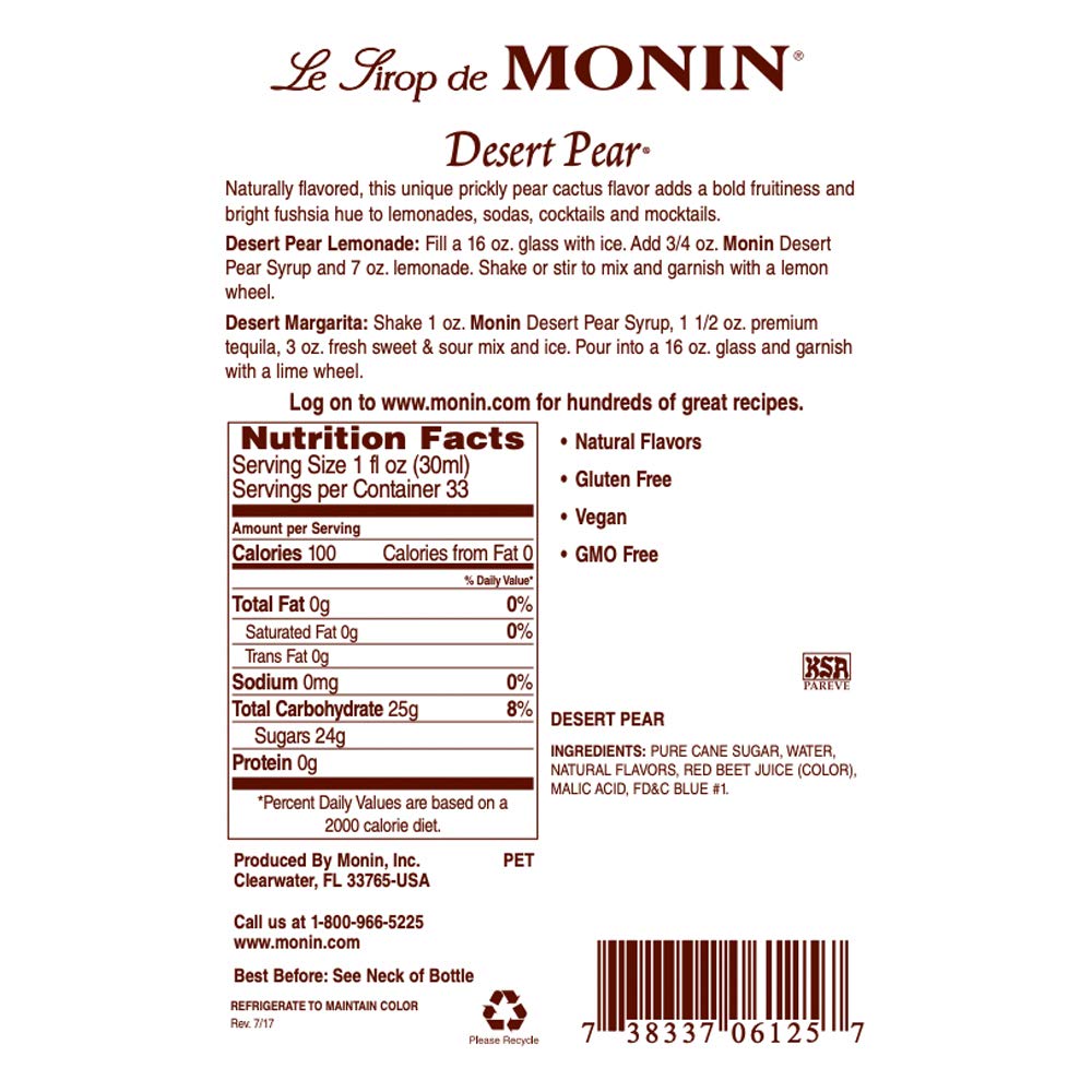 Eco-friendly packaging shows Monin's sustainable approach with recyclable bottles and boxes.