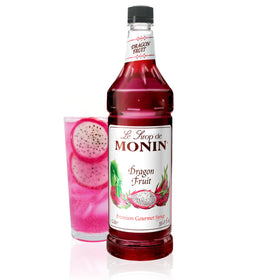 Monin Dragon Fruit Syrup bottle ready for cocktails and teas.