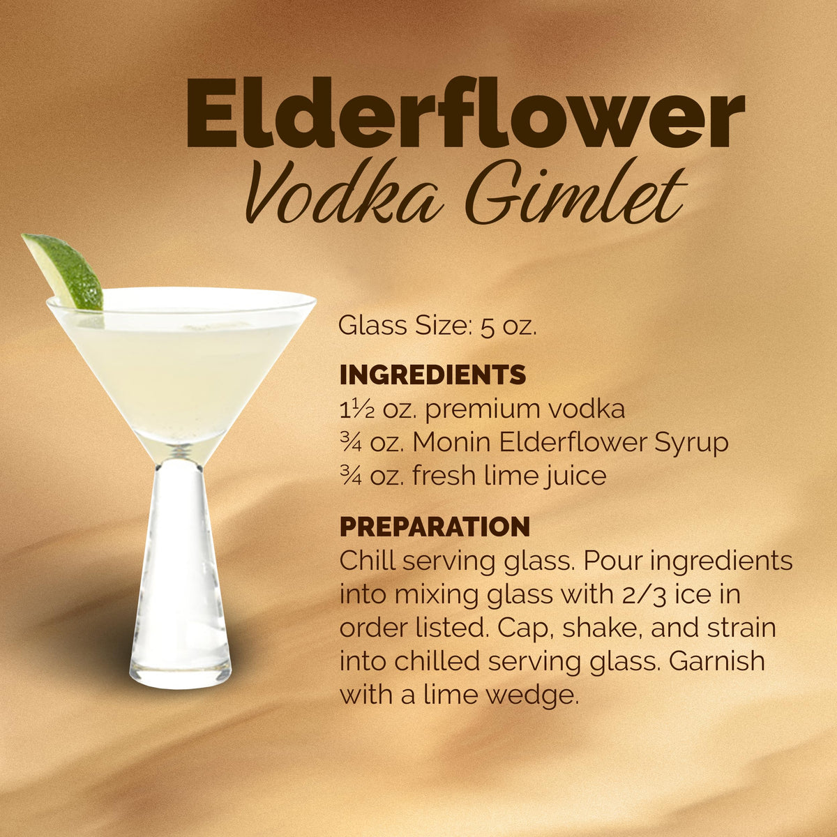 Monin Elderflower packaging green label indicates allergen-free and non-GMO.