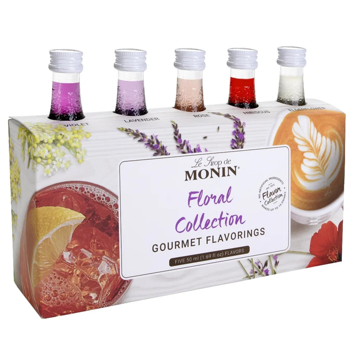 Monin Floral Collection violet bottle for aromatic cocktails and lemonades.