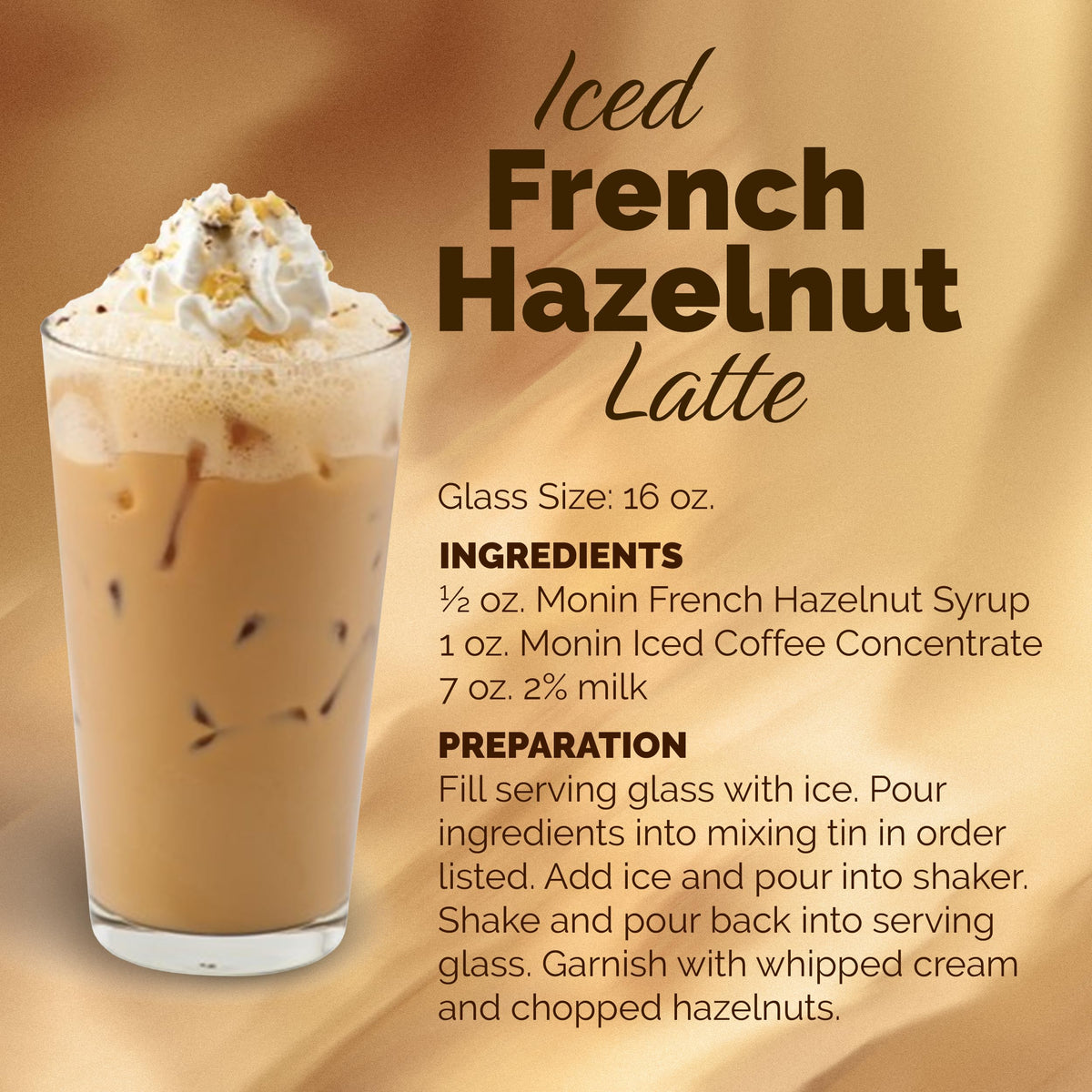 Monin French Hazelnut Syrup bottle on shelf, showcasing 1 liter size for home bars