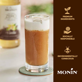 Monin French Vanilla Syrup with cocktail garnishes for smoother flavors.
