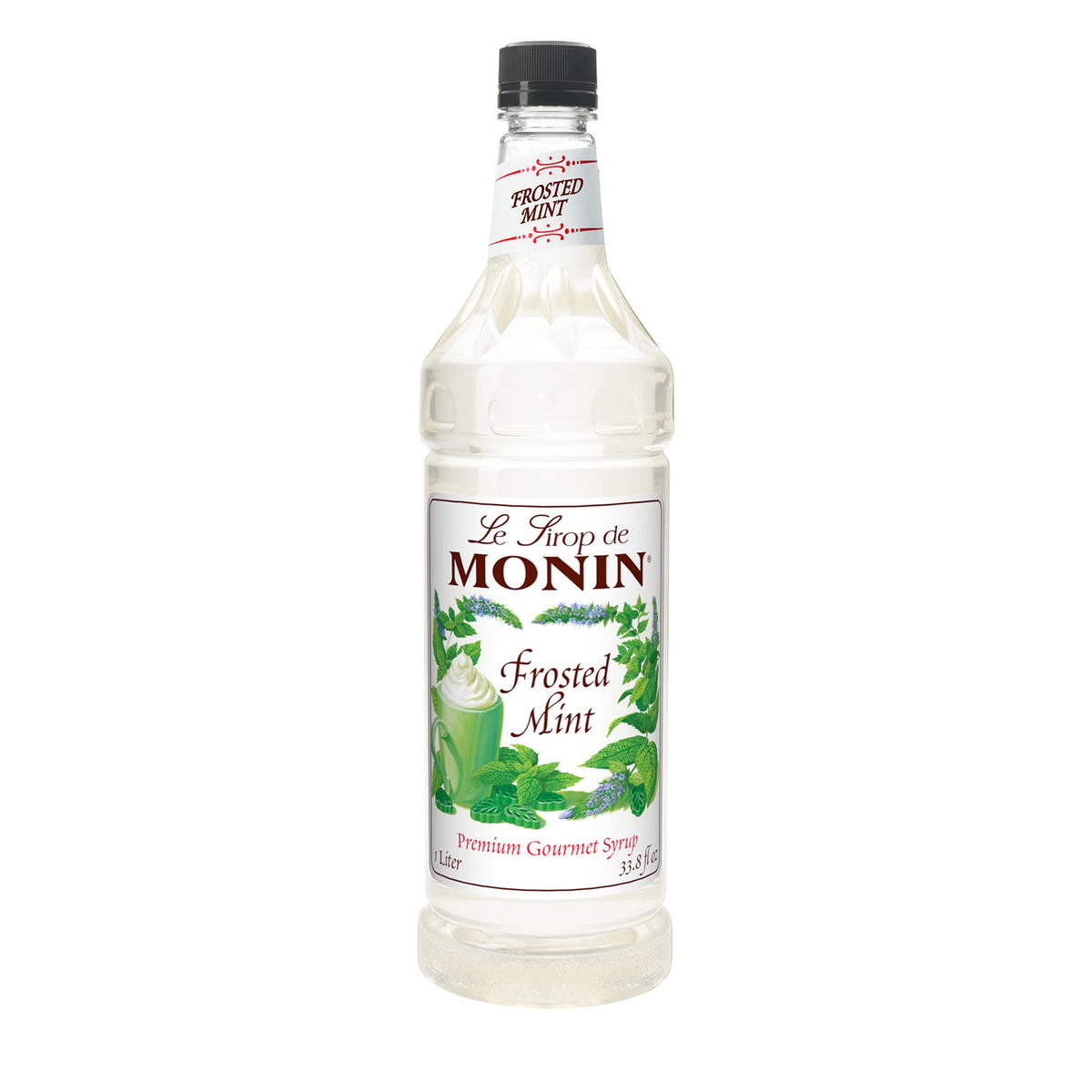 Monin Frosted Mint Syrup bottle for refreshing drinks like smoothies and teas