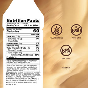 Monin Gourmet Caramel Sauce drizzle on coffee to enhance flavor.