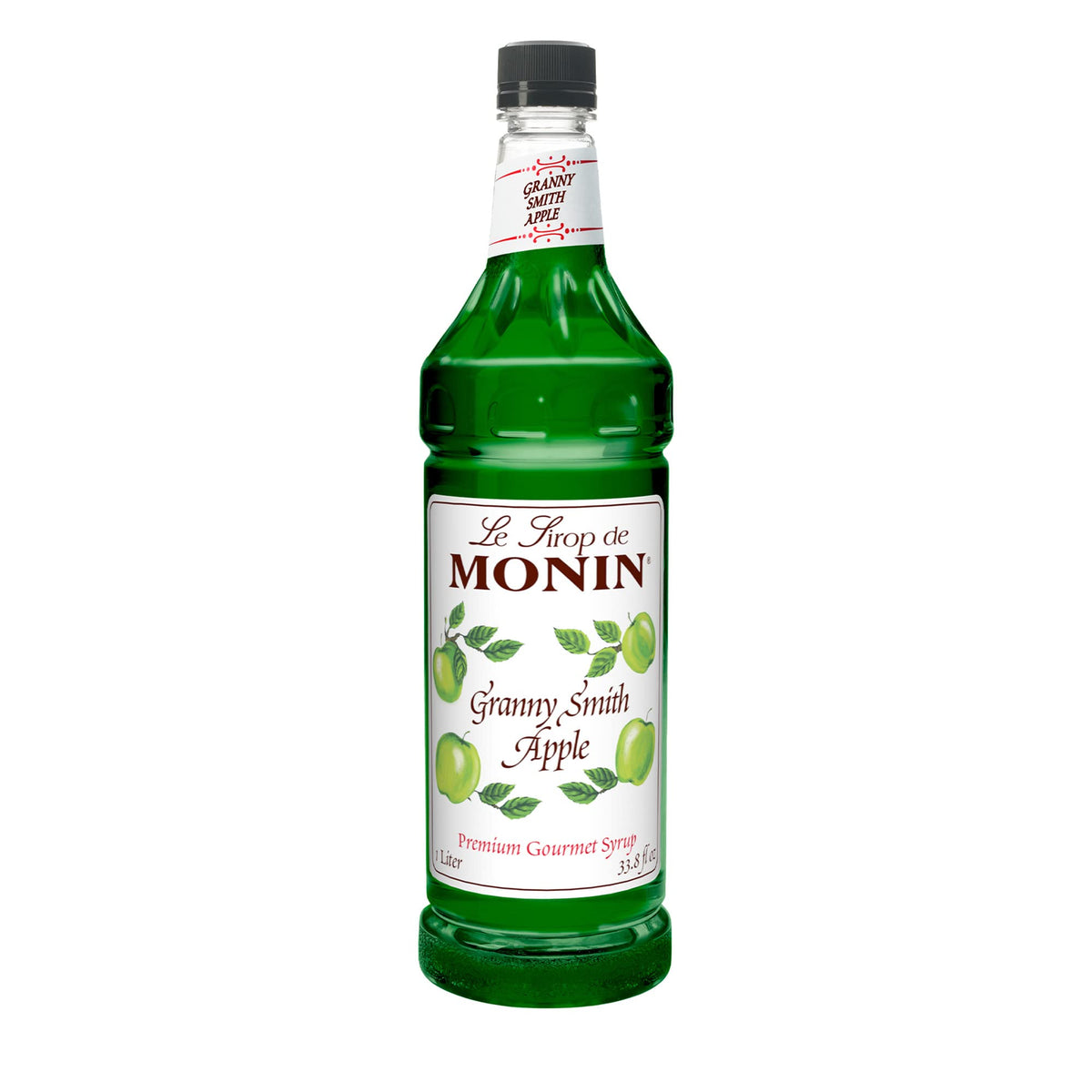 Monin Granny Smith Apple Syrup bottle ready to mix bright cocktails