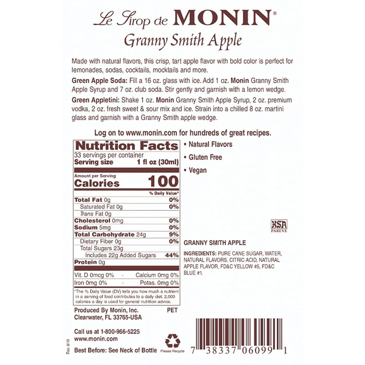 Monin Granny Smith Apple Syrup glass cocktail inspiration for mixed drinks