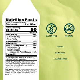 Monin Granny Smith Apple Syrup being poured highlights crisp notes for lemonades.