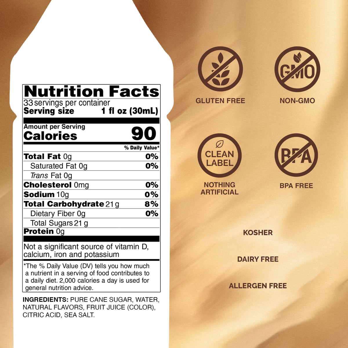Monin Hazelnut Syrup label highlights natural flavors for versatile drinks