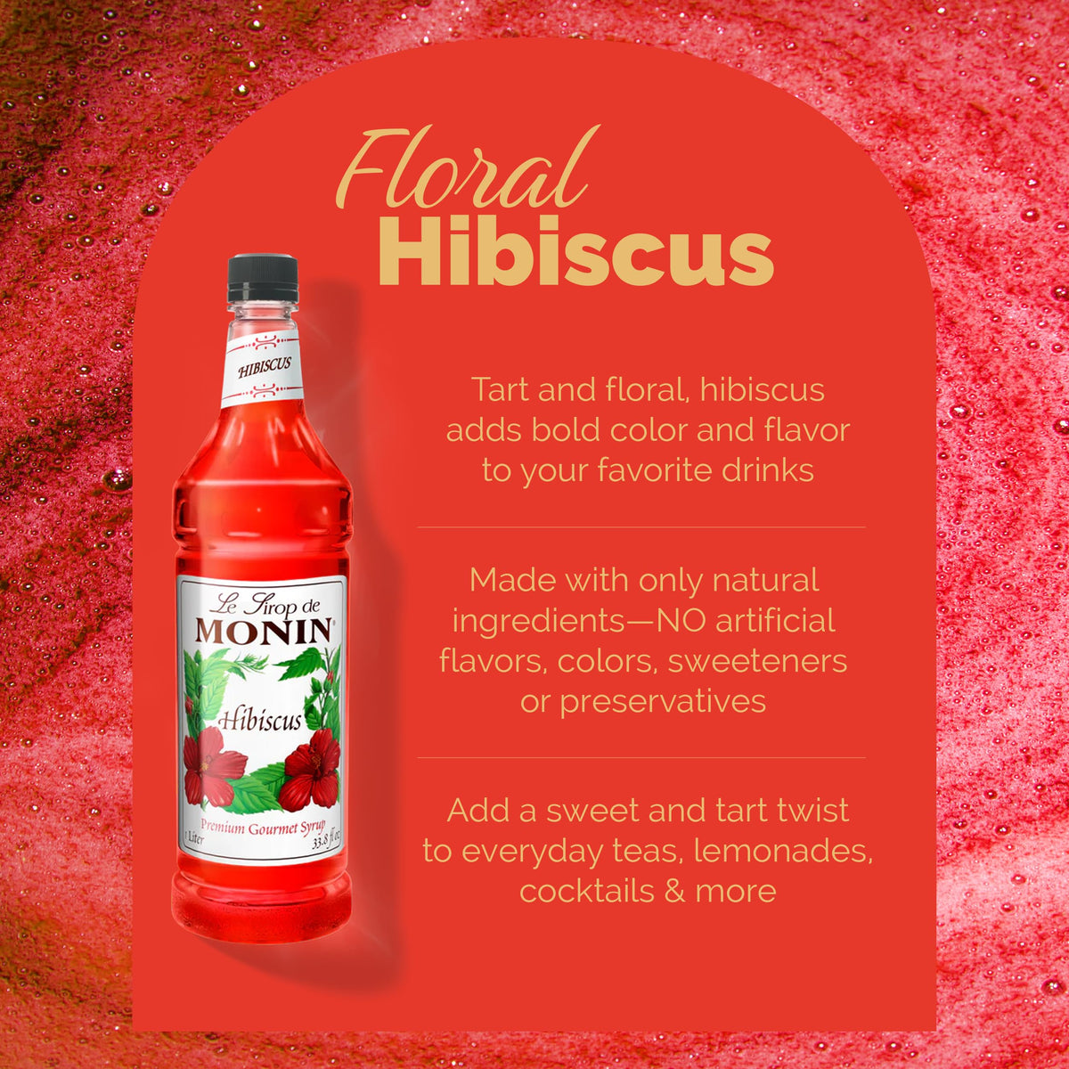 Monin hibiscus syrup cocktail serve with cranberry-cherry notes