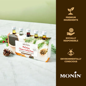 Monin Holiday Cheer Toasted Marshmallow bottle caramelizes flavor in cocoa and cocoa-based drinks.