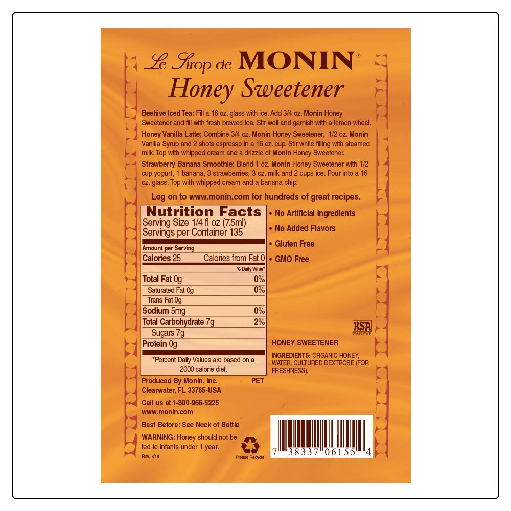 Monin 1-liter bottle image conveying convenient home and bar use