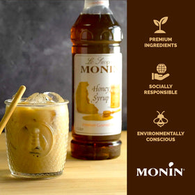 Monin Honey Syrup cocktail mix enhancing wildflower honey aroma