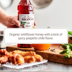 Close-up of the real honey richness and clean label on Monin syrup.