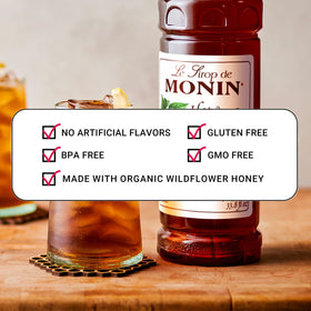 Monin Hot Honey Syrup enhances drinks and glazes with gentle heat.