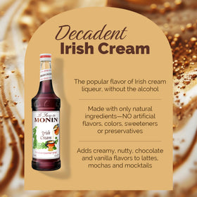 Monin Irish Cream Syrup drizzle over mocha adds chocolate-vanilla depth.