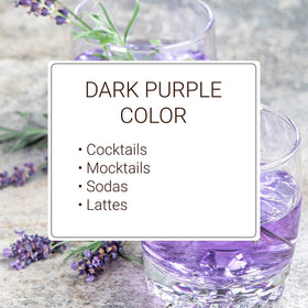 Monin Lavender Lemon Syrup in a glass, floral citrus notes.