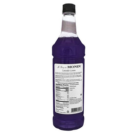 Monin Lavender Lemon Syrup label-closeup, emphasizes clean label and natural flavor.