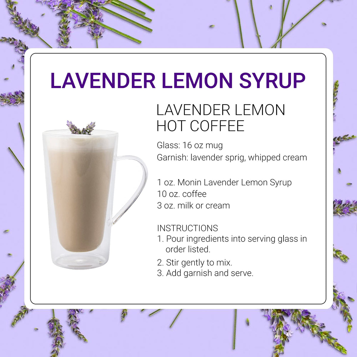 Monin Lavender Lemon Syrup soda-glass, perfect for refreshing beverages.