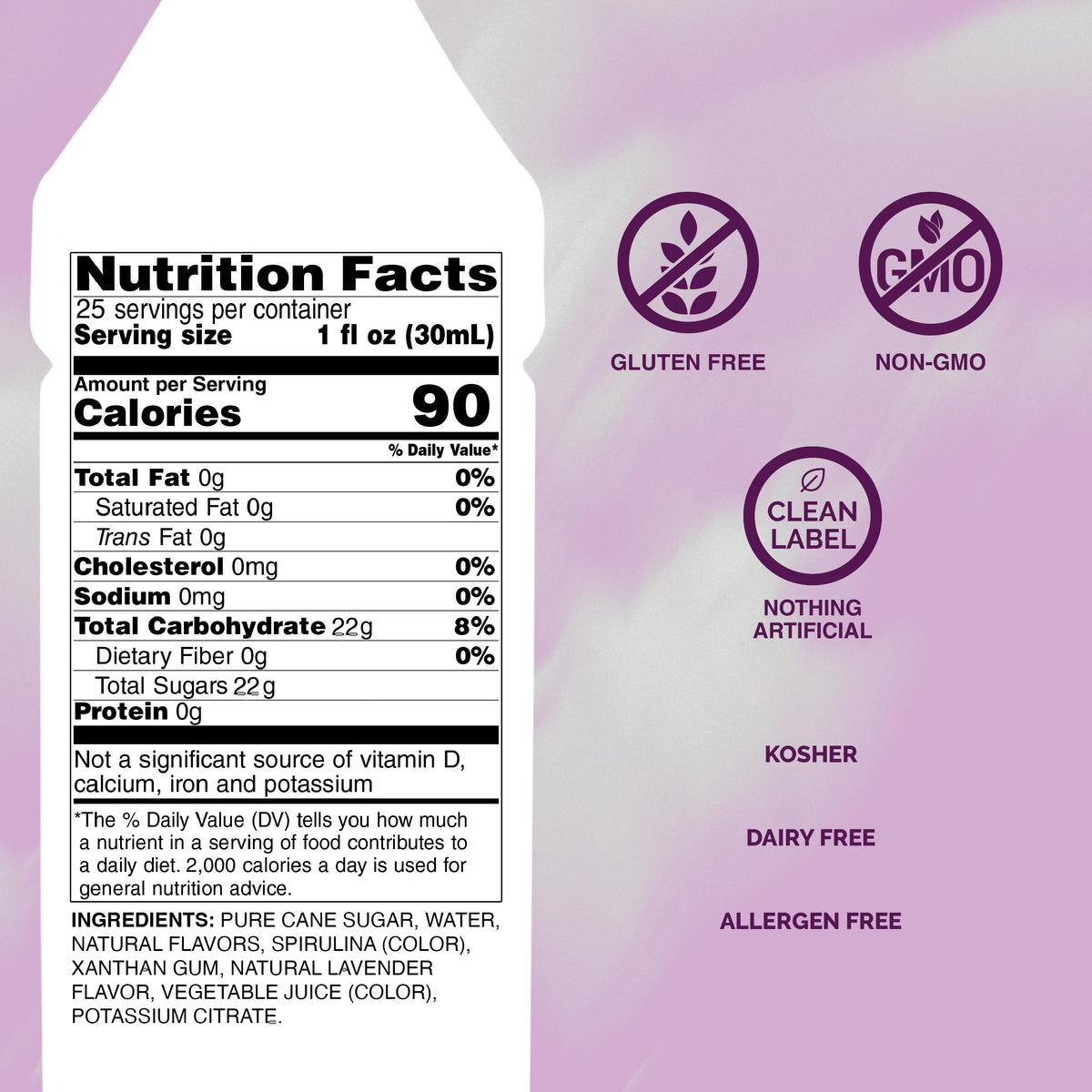 Monin Lavender Syrup pour with pump delivers consistent flavor in beverages.