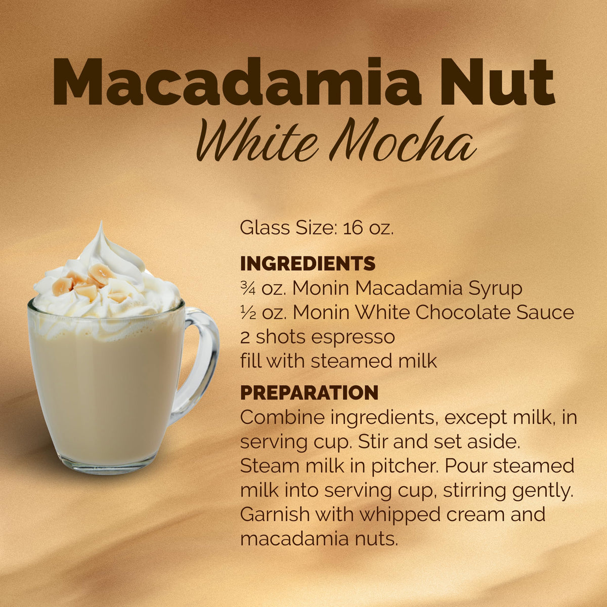 Monin Macadamia Nut Syrup enhances desserts and granitas with buttery richness.