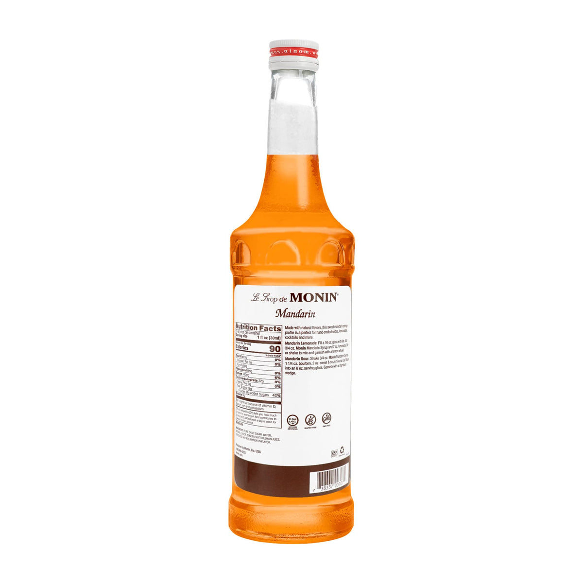 Monin Mandarin Orange Syrup bottle ready for versatile beverage flavoring
