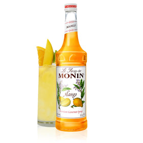 Monin Mango Syrup bottle pour for tropical cocktails with rich mango aroma