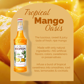 Monin Mango Syrup soda lemonade mix adds a sunny mango twist