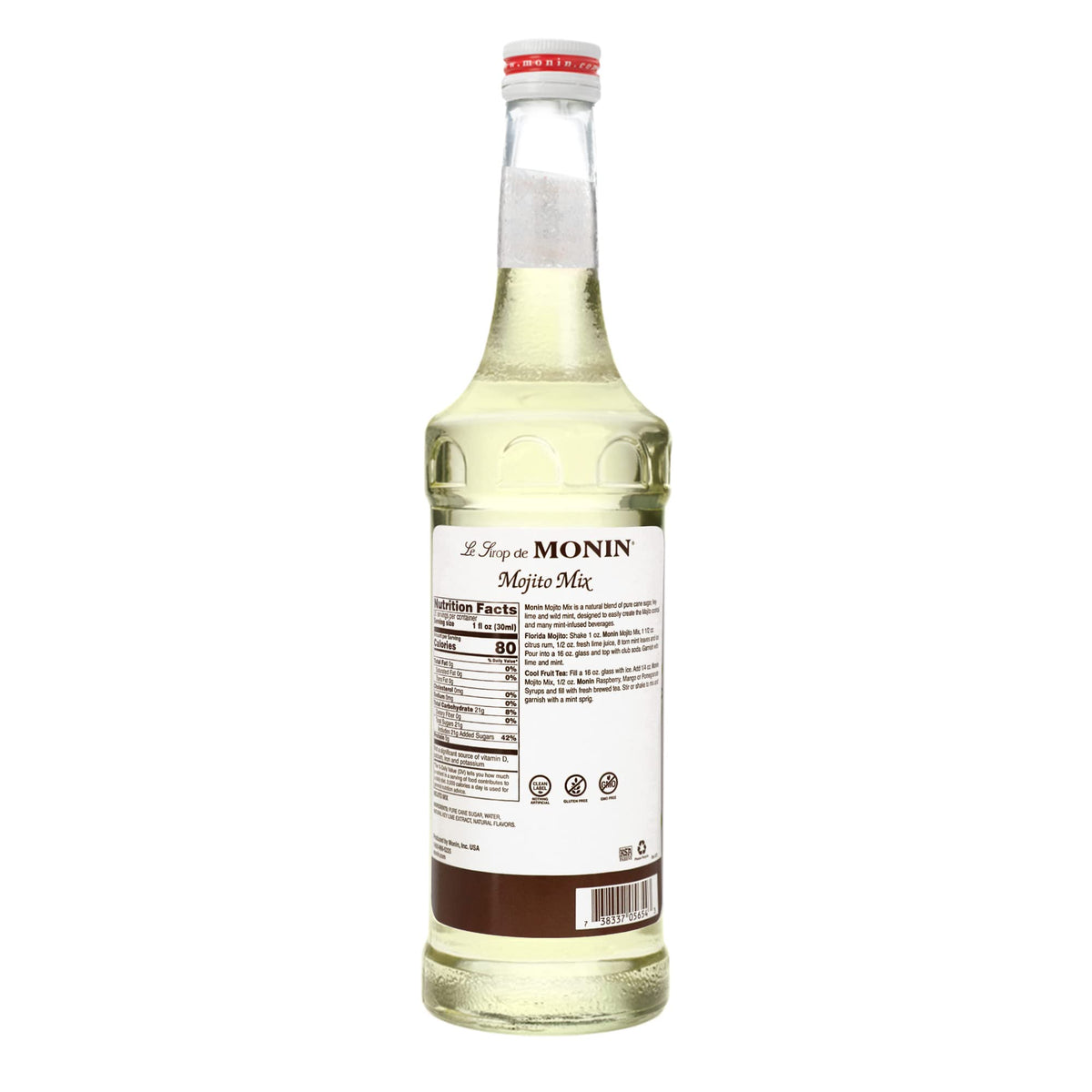 Monin Mojito Mix pouring into glass for refreshing drinks