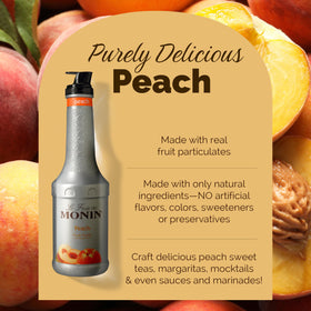 Monin Peach Purée in a cocktail glass showcasing natural fruit goodness