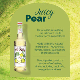 Monin Pear Syrup cocktail glass ready for refreshing drinks