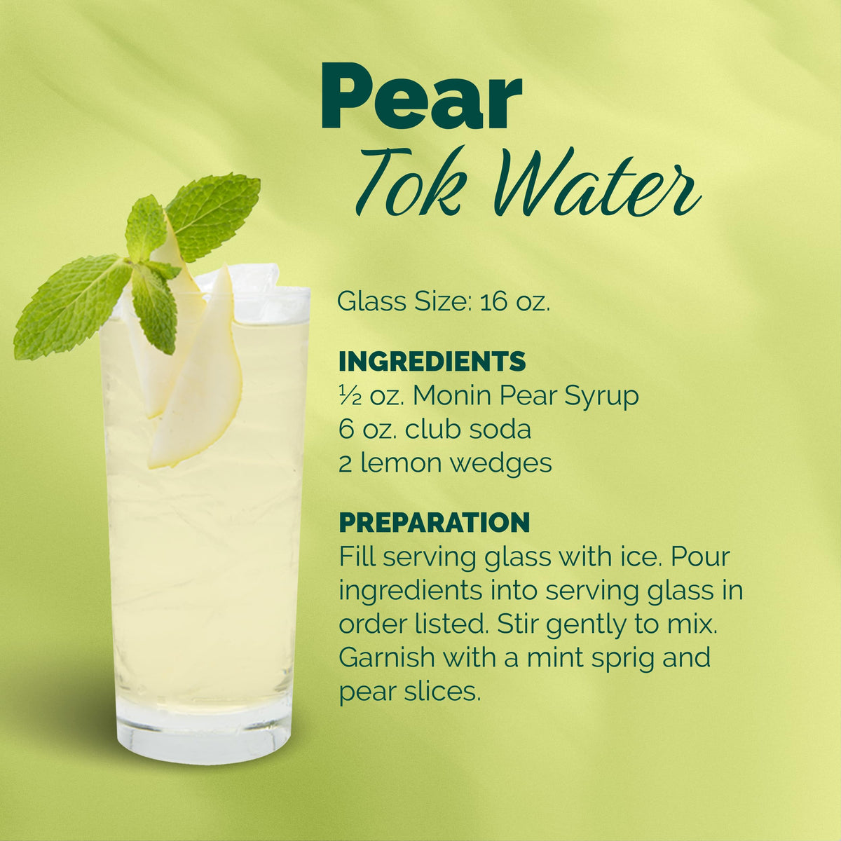 Monin Pear Syrup pour over Italian soda with pear aroma