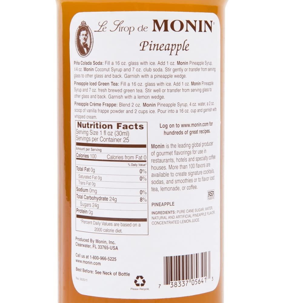 Monin Pineapple Syrup adds pineapple flavor to teas and sodas