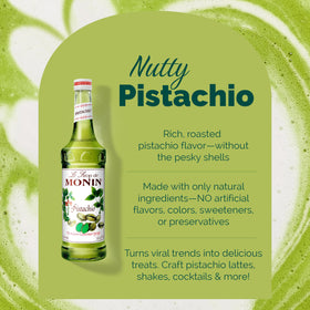 Monin Pistachio Syrup pour adds pistachio accents to beverages