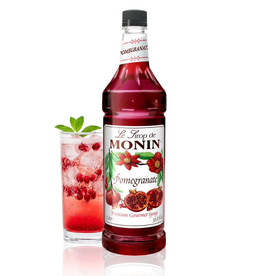 Monin Pomegranate Syrup bottle ready for cocktails and mocktails