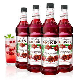 Monin Pomegranate Syrup bottle for versatile cocktails and teas.