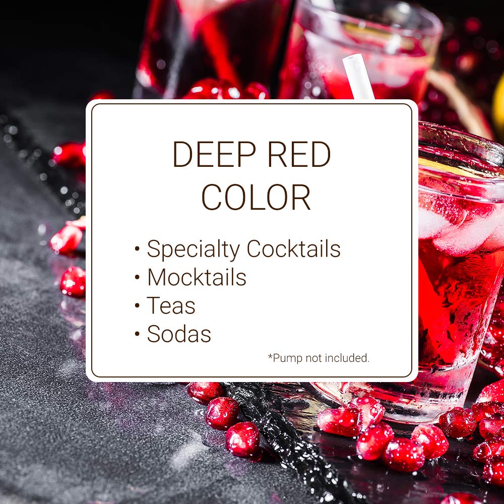 Monin Pomegranate Syrup color emphasizes deep scarlet hue in beverages