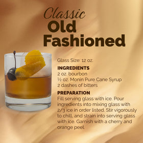Monin Pure Cane Syrup label closeup highlights allergen-free and non-GMO
